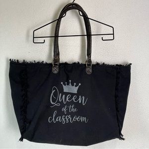 Vintage Addiction large tote recycled material canvas market tote with fringe